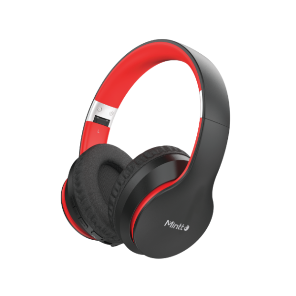 Red and black online bluetooth headphones